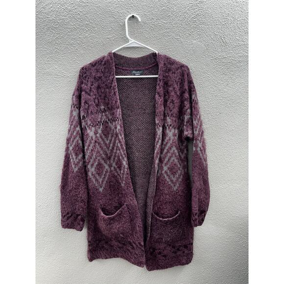 Eddie Bauer Sweaters - Eddie Bauer Womens Cardigan Small Purple Long Sleeve Open Front Fuzzy Sweater